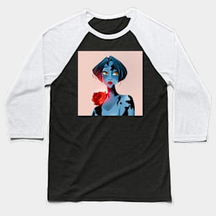 Mermaid Girl with Rose Baseball T-Shirt